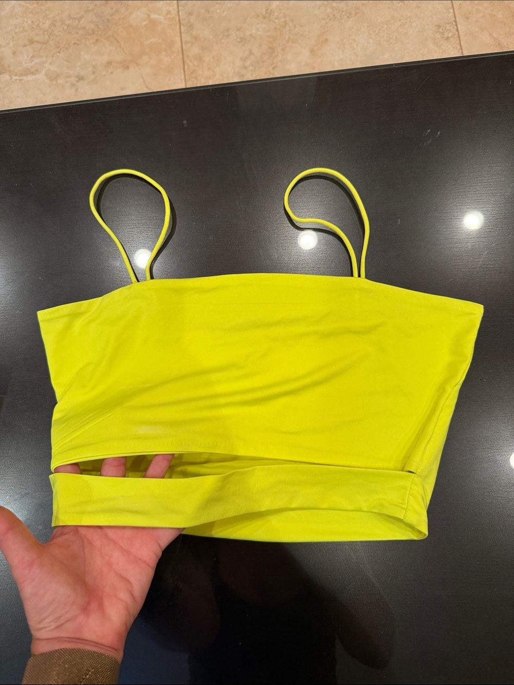 Neon Yellow Spaghetti Strap Crop Top